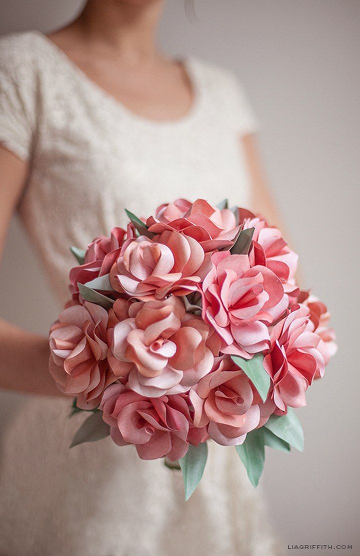 Paper Rose Flower Wedding Bouquet
