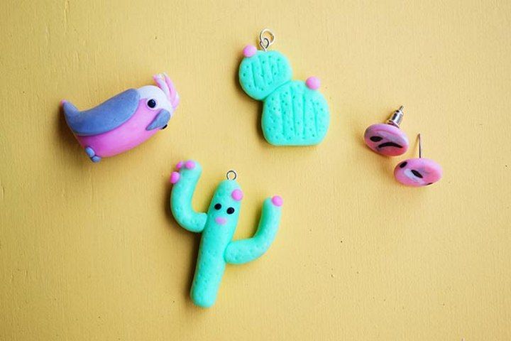 Polymer Clay Cactus Jewelry