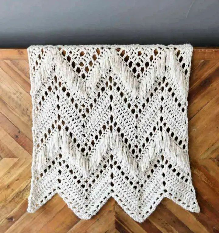 Sedona Fringed Crochet Throw – Ripple Crochet Pattern