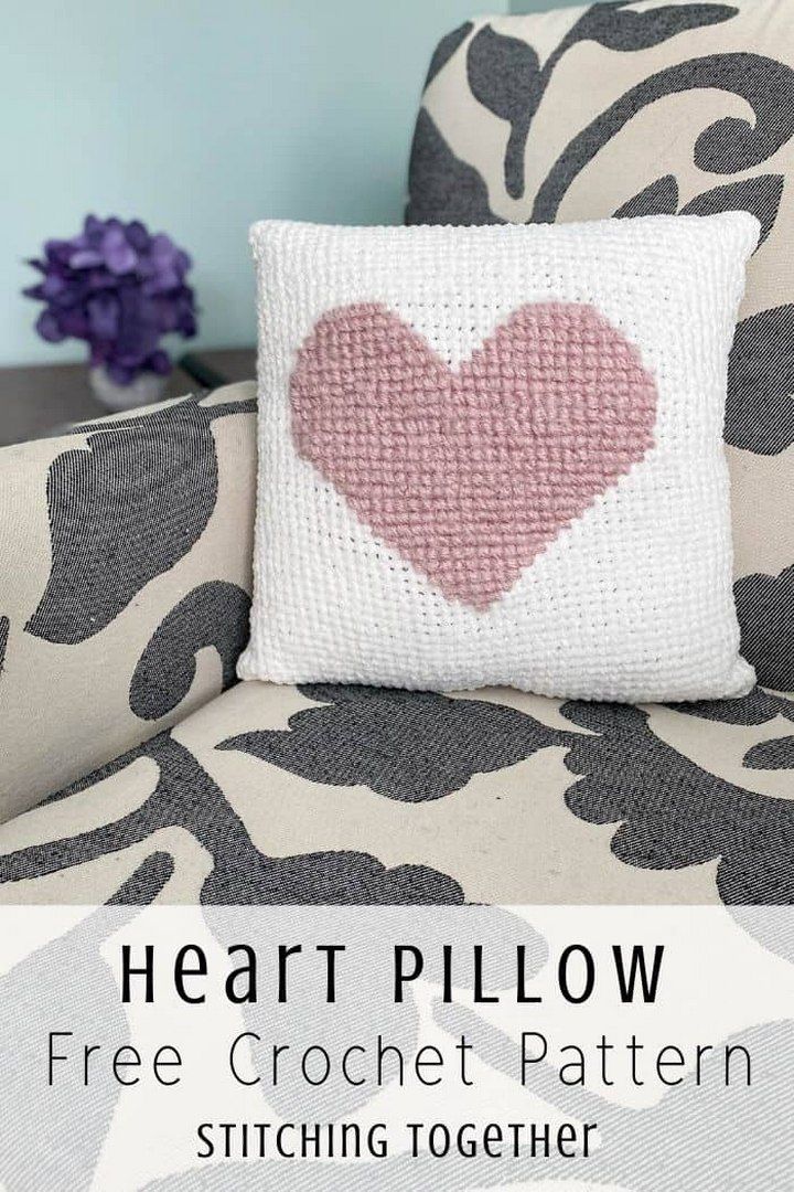 Super Soft Heart Crochet Pillow