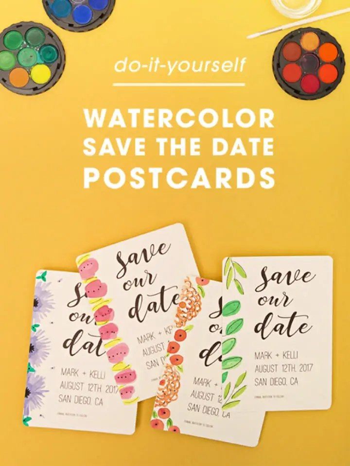 Watercolor Save the Date Postcards