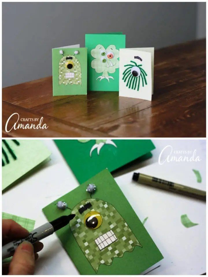 DIY Monster Cards for St Patricks Day