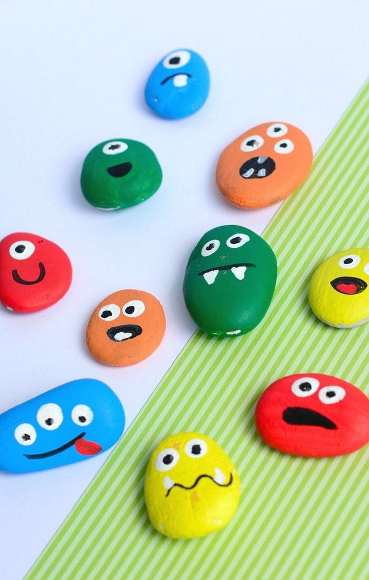 DIY Painted Monster Rocks