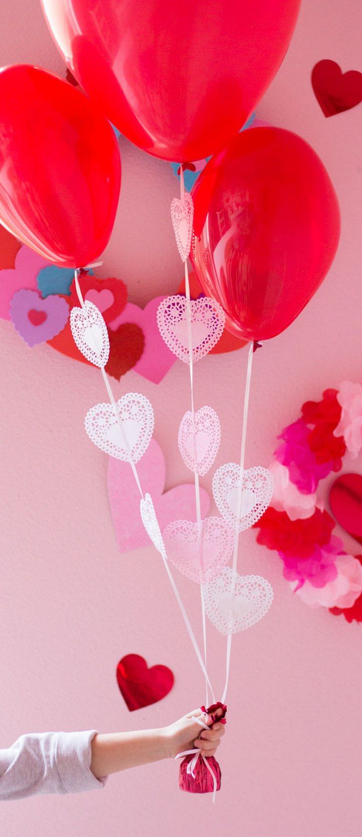 Heart Doily Valentine Balloons Craft