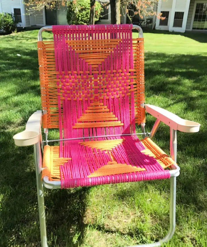 Up cycled Chair with Macrame Cord 1