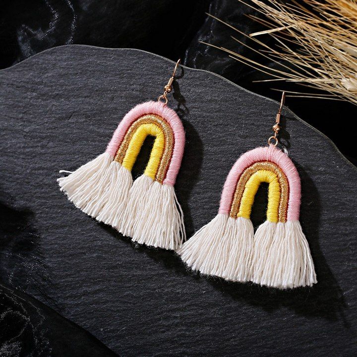 Womens Rainbow Tassel Earrings