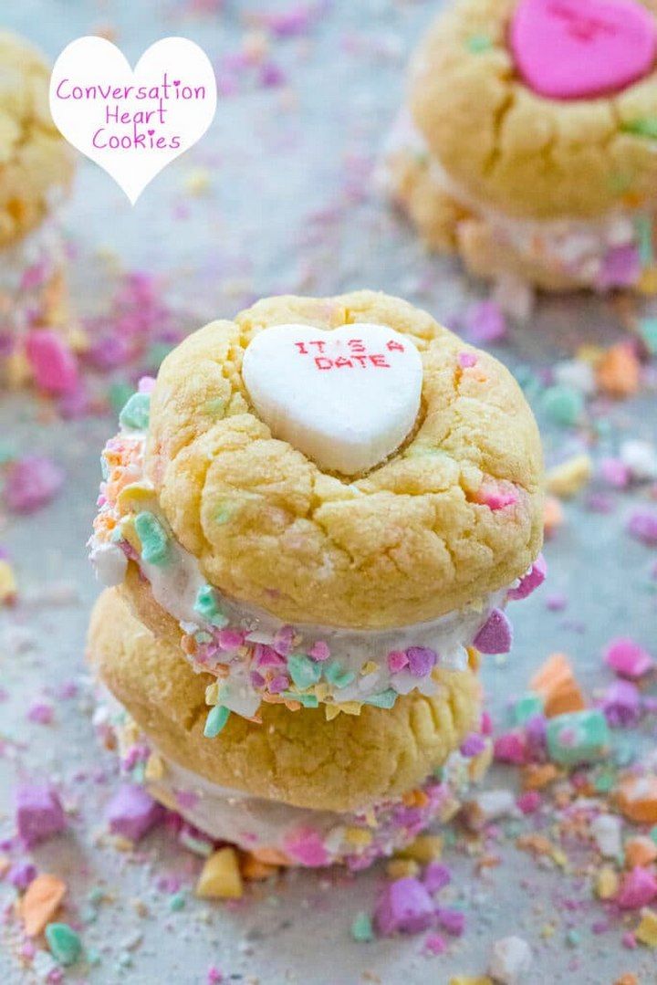 Conversation Heart Cookies with Marshmallow Fluff