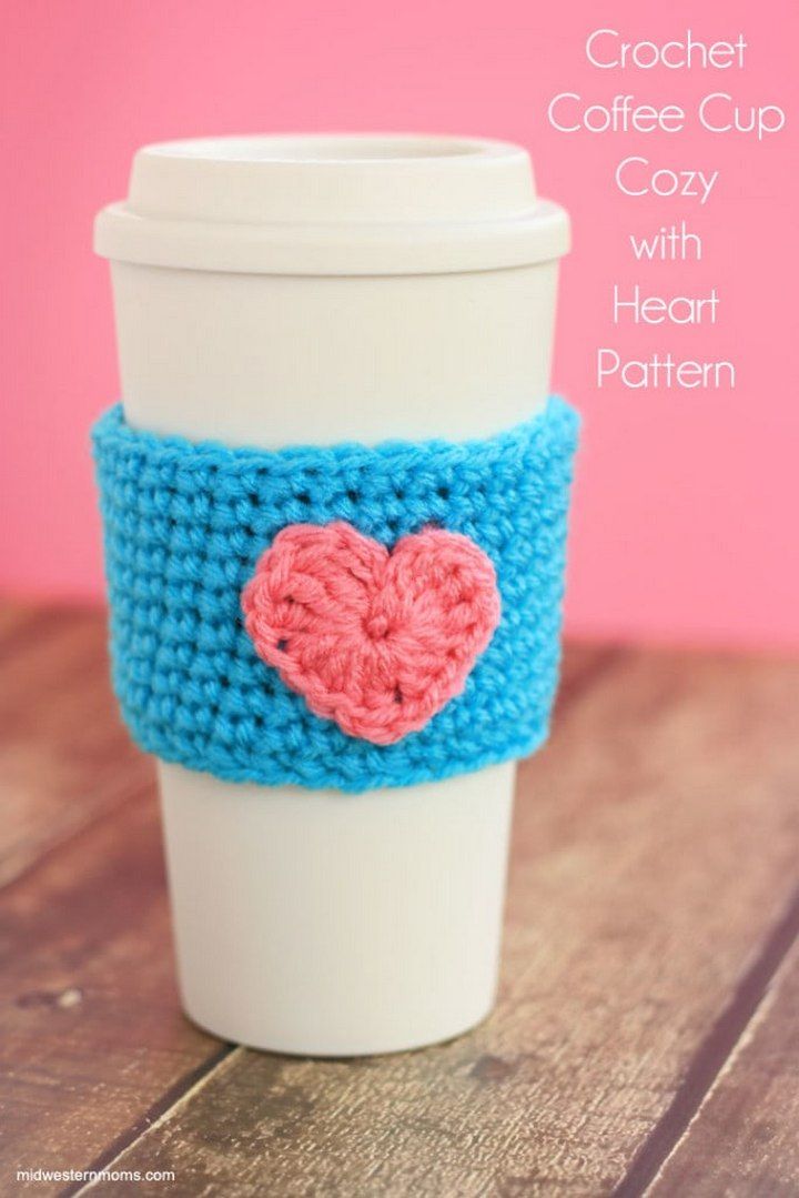 Crochet Coffee Cup Cozy With A Heart
