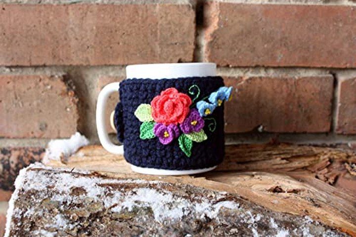 Crochet Flawers Mug Cozy
