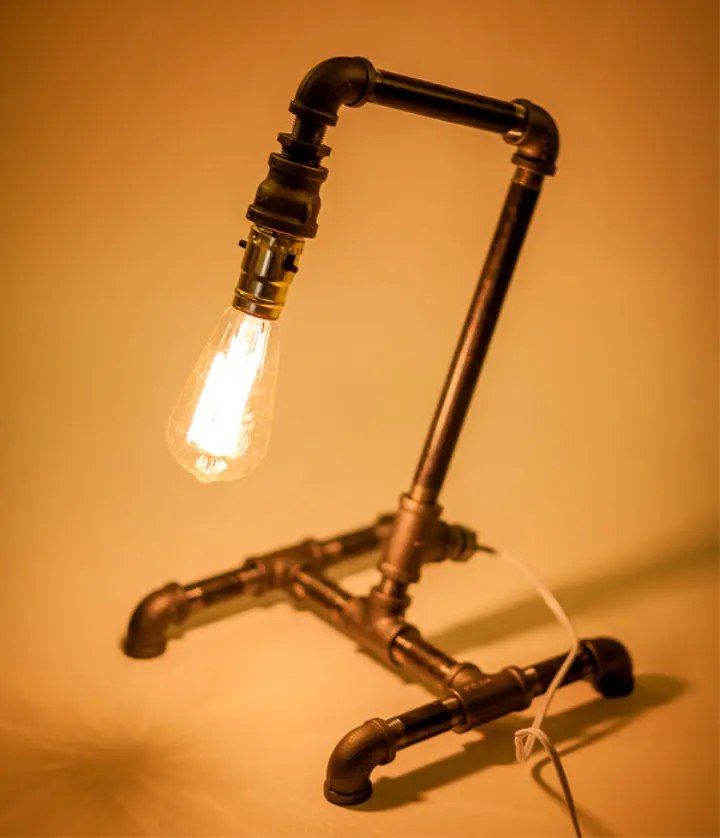 DIY Table Lamp Made from Pipe