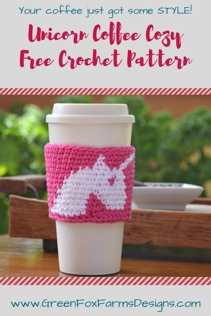 Unicorn Coffee Cozy Free Crochet Pattern