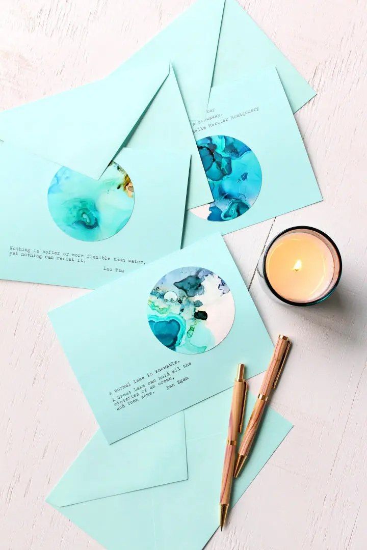 Alcohol Ink Note Cards