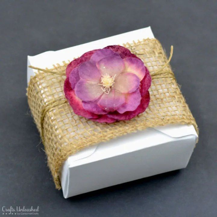 Burlap Floral Rustic Gift Box
