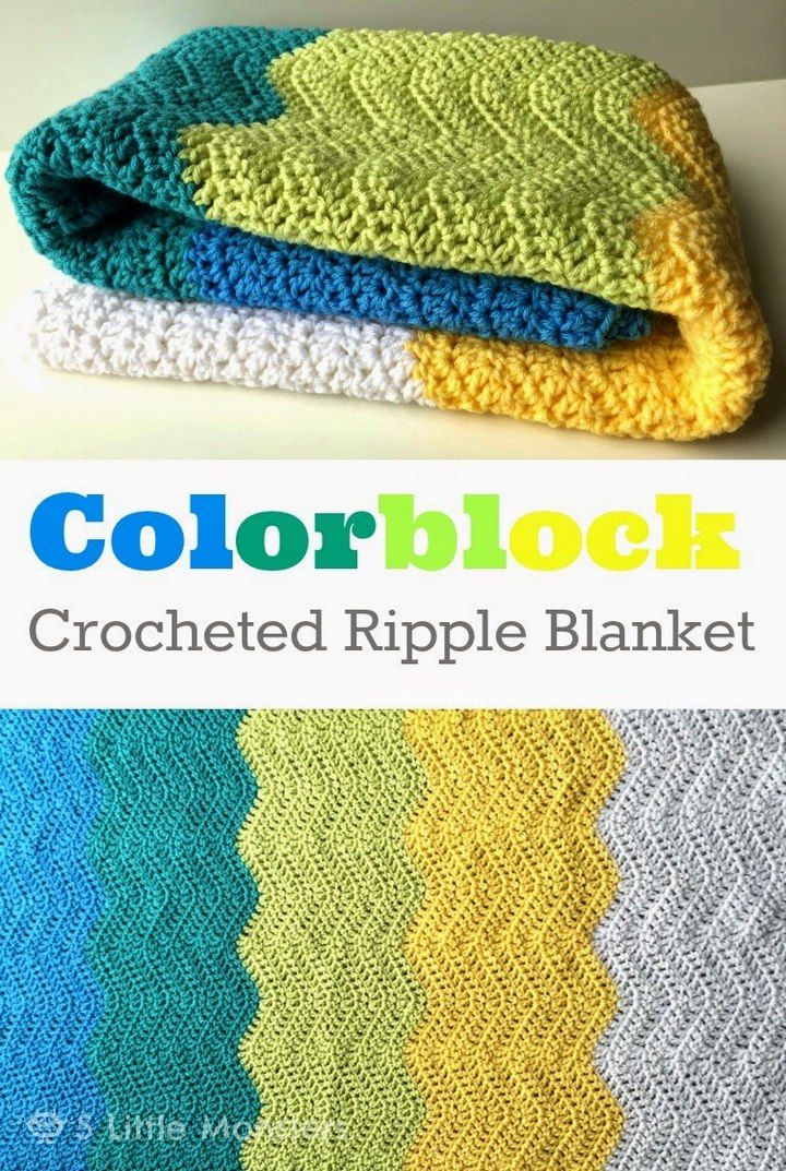 Colorblock Crocheted Ripple Baby Blanket