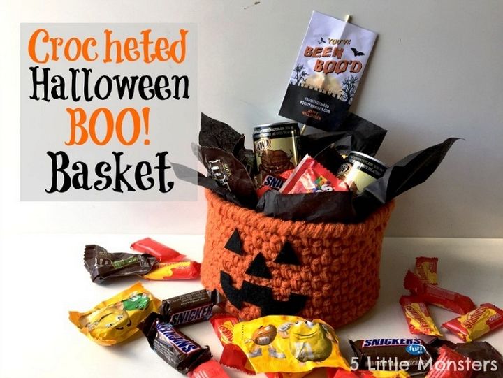 Crocheted Halloween Boo Basket