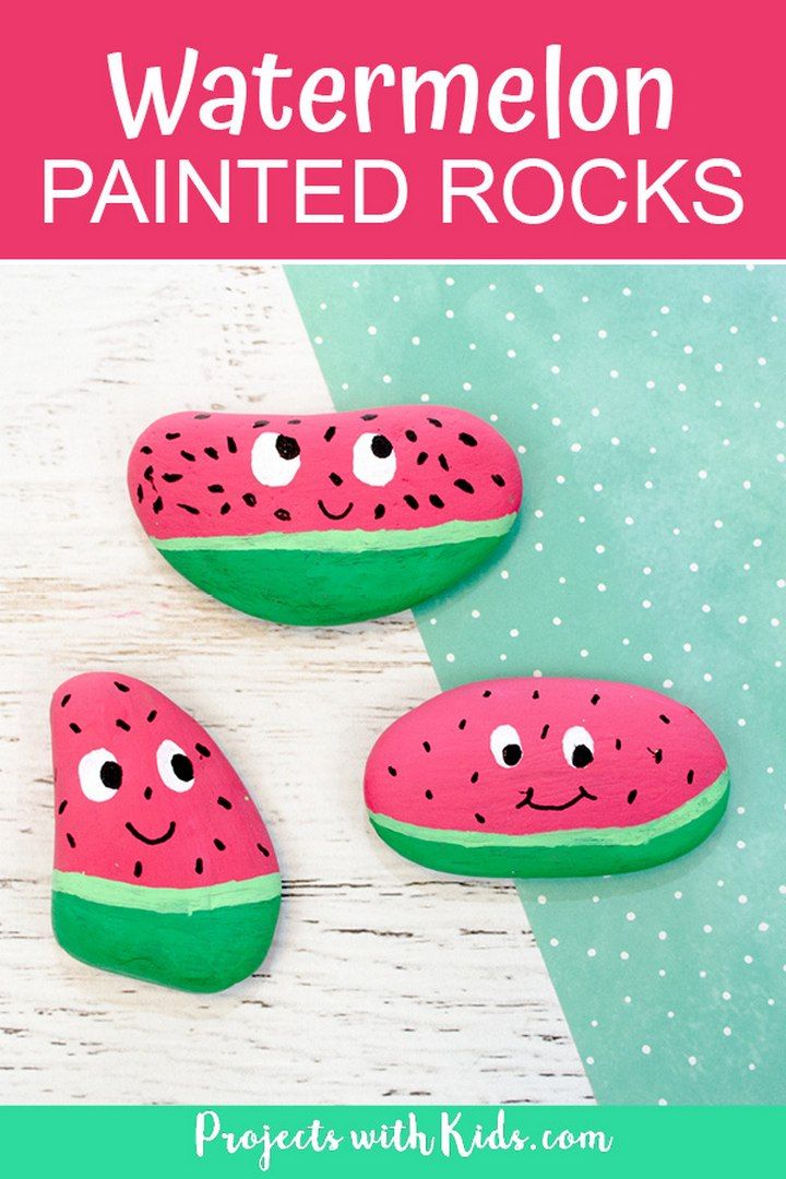 Cutest Watermelon Painted Rocks for Kids to Make
