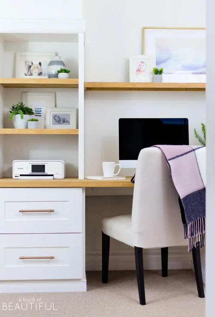DIY Built In Desk Free Plan fo Home Office