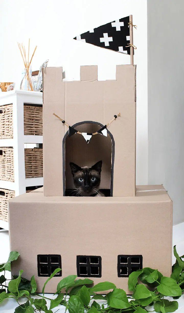 DIY Cardboard Cat House or Cat Castle