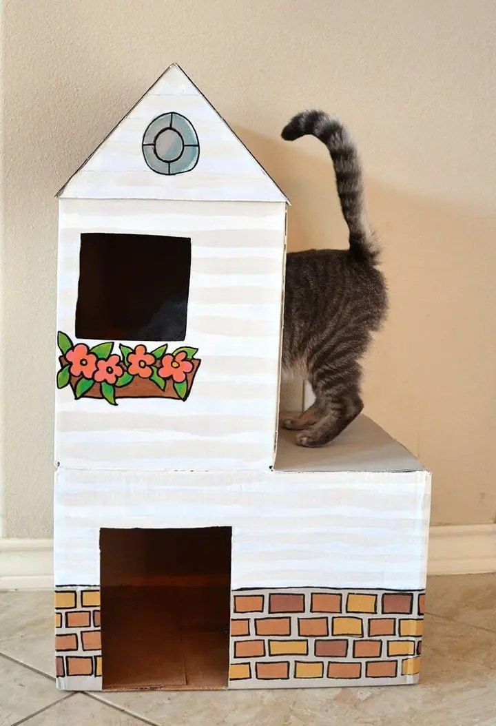 DIY Cardboard Cat Mansion