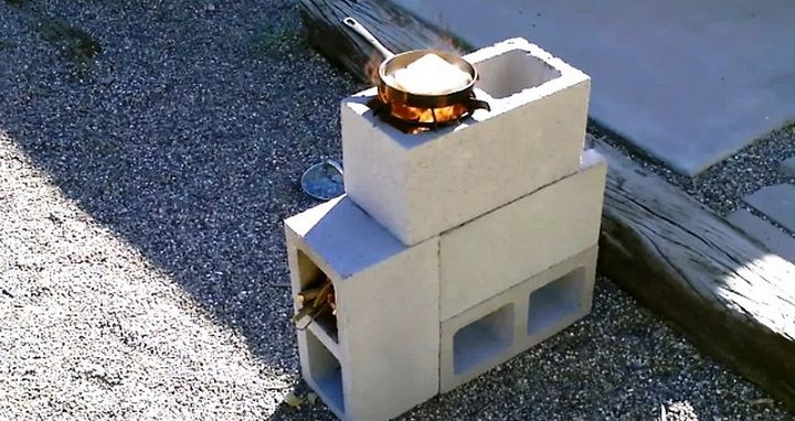 DIY Concrete Block Rocket Stove