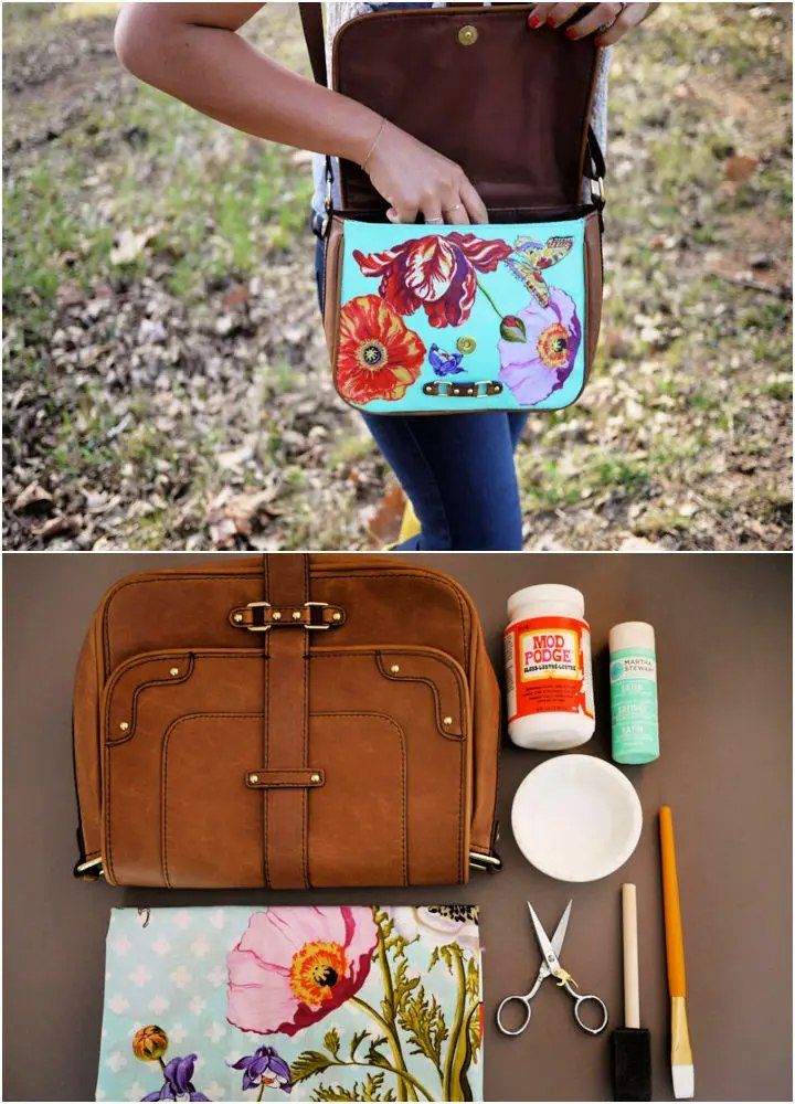 DIY Decoupage Floral Bag