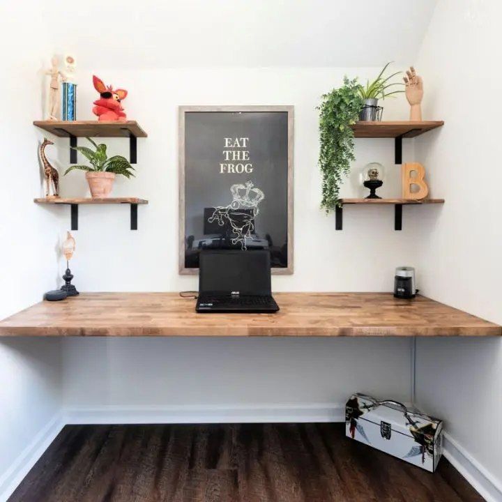 DIY Floating Wall to Wall Desk