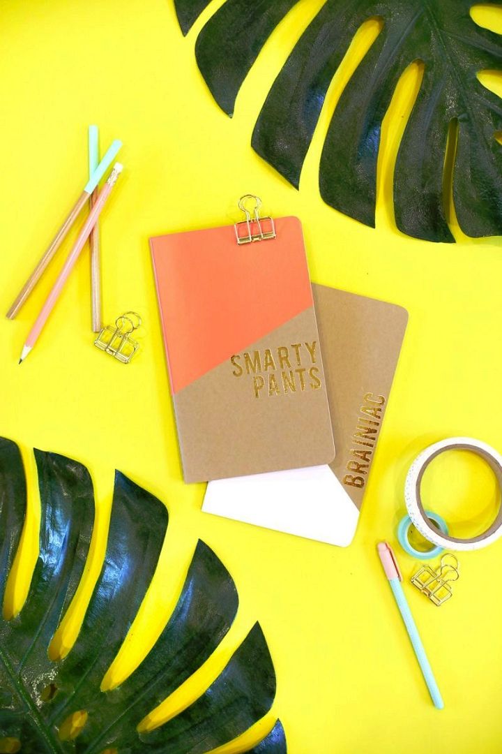 DIY Gold Foil Notebooks For Back To School