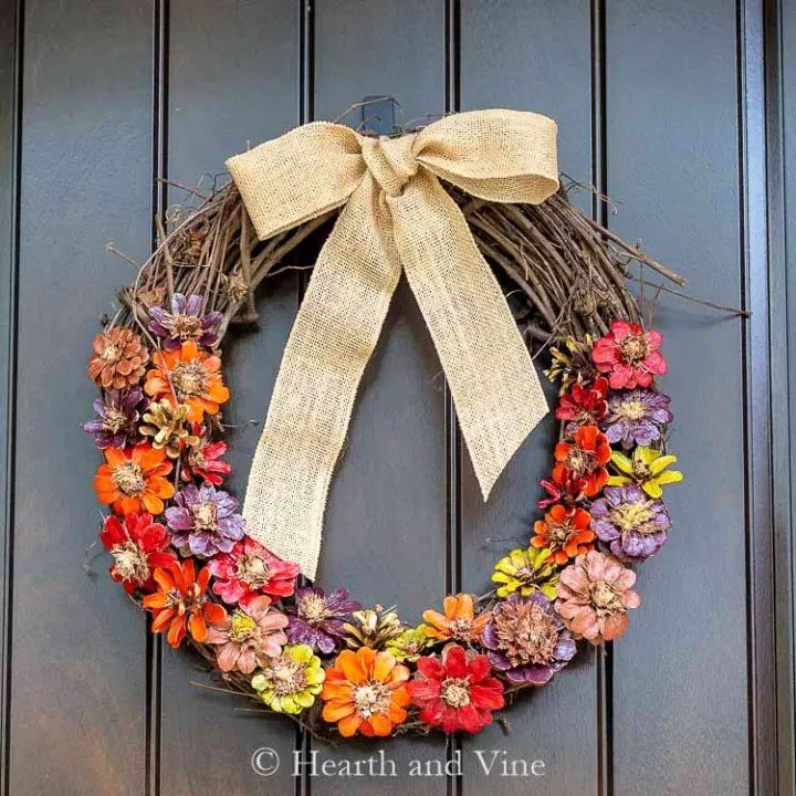 DIY Pinecone Flower Wreath for Fall