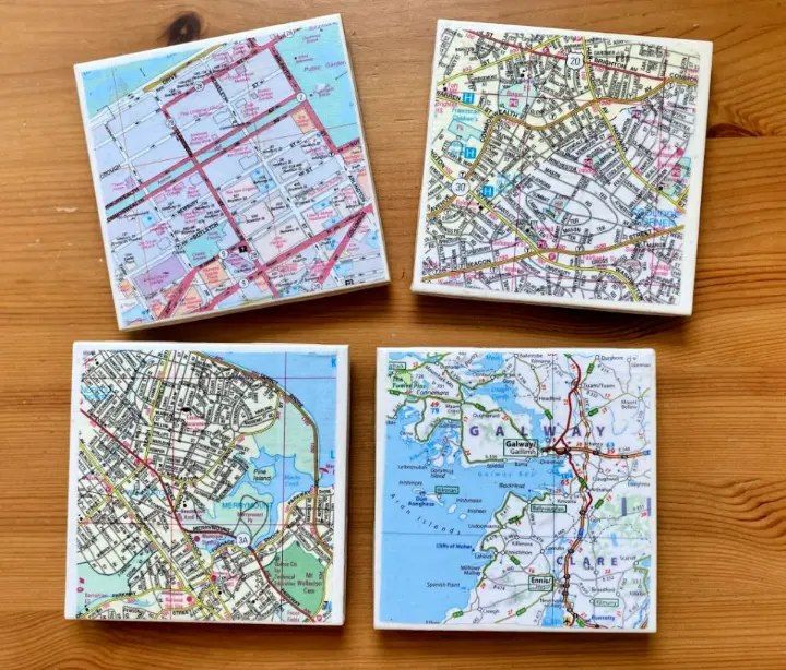 DIY Tile Map Coasters