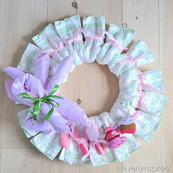 Diaper Wreath For Baby Shower Decoration
