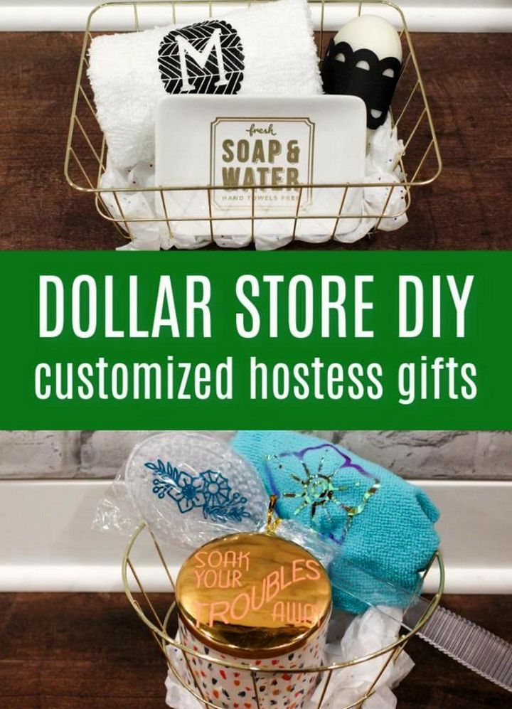 Easy Dollar Store Hostess Gifts Customized with Cricut
