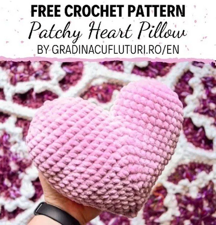 Free Crochet Pattern Patchy Heart Pillow