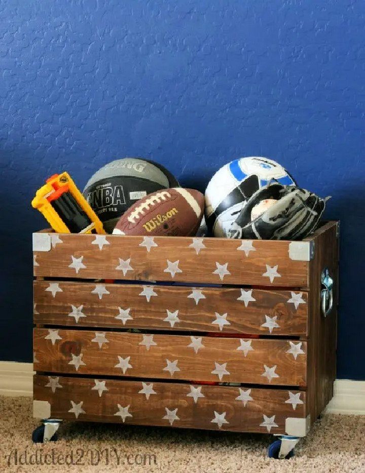 Industrial Wood Crate Box for Toy Storage
