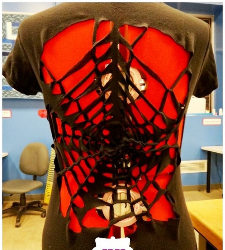 No Sew Spider Web T shirt Refashion DIY Tutorial