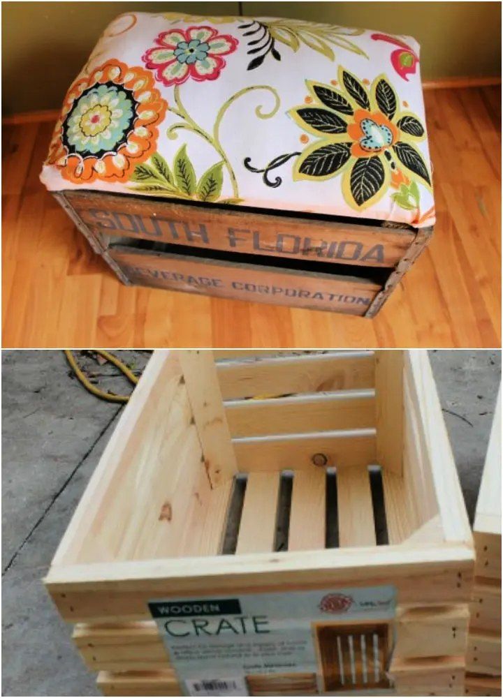Ottoman from Small Wooden Crate