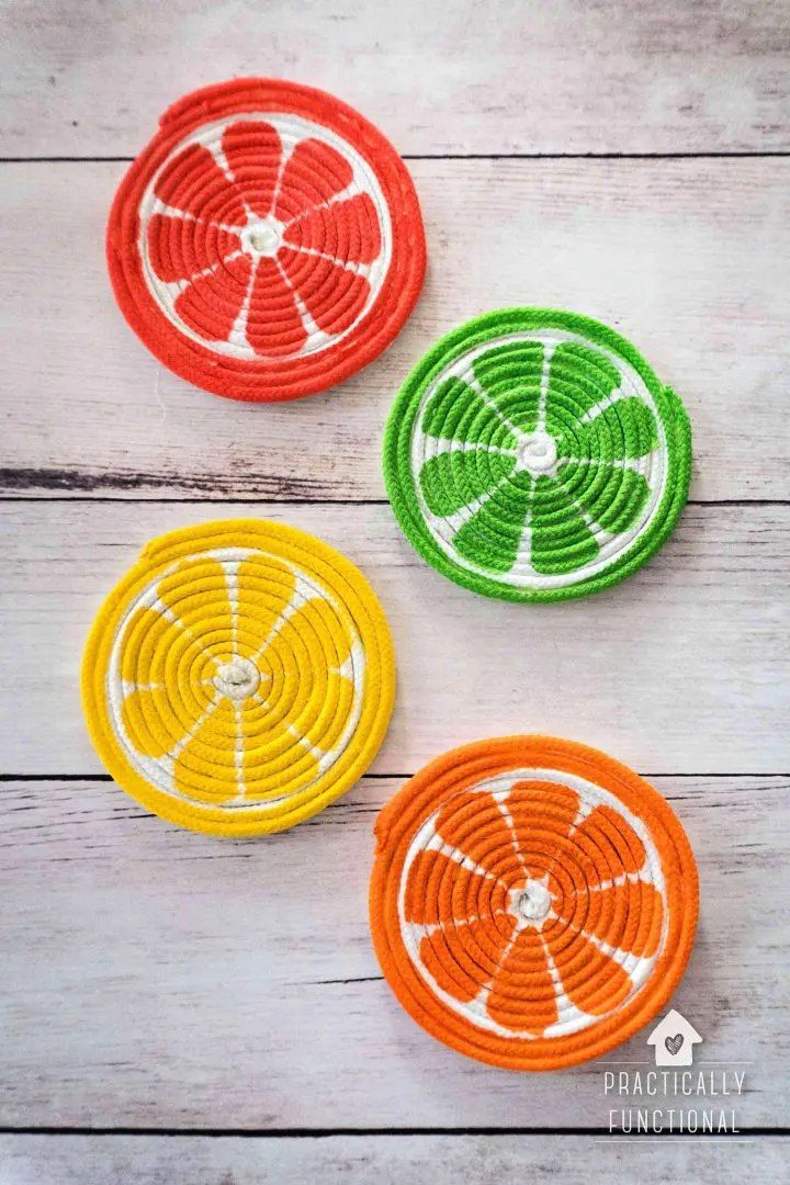 Painted Rope Coasters for Summer
