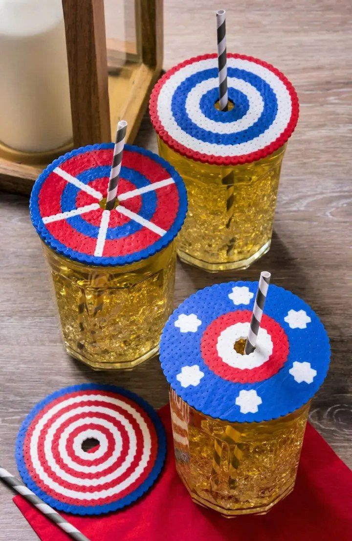 Perler Bead Drink Covers for 4th of July