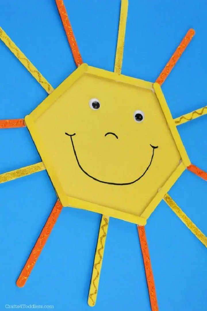 Popsicle Stick and Construction Paper Smiley Sun
