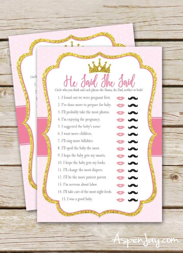 Printable Princess Baby Shower Games with Answers