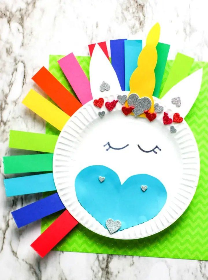 Rainbow Unicorn Paper Plate Craft