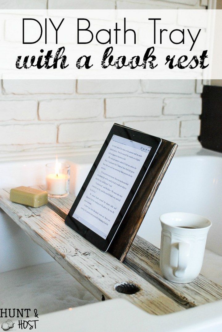 Rustic Bath Tray with Book Rest
