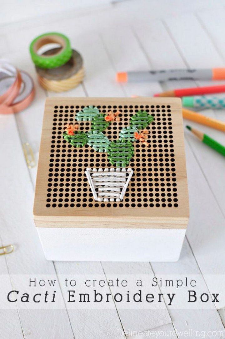 Simple Cacti Embroidery Box