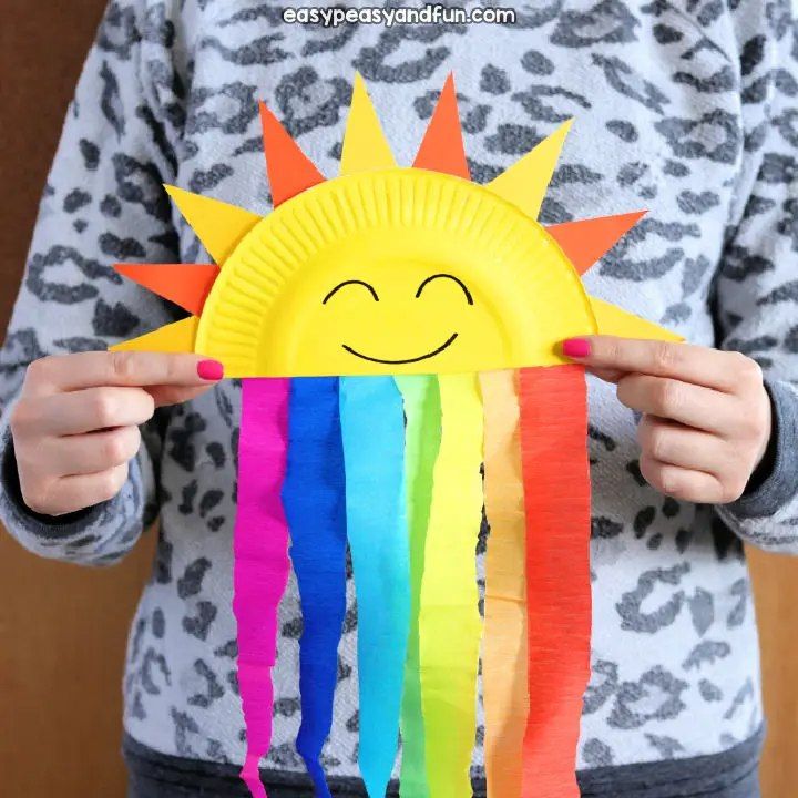 Sweet Paper Plate Sun and Rainbow