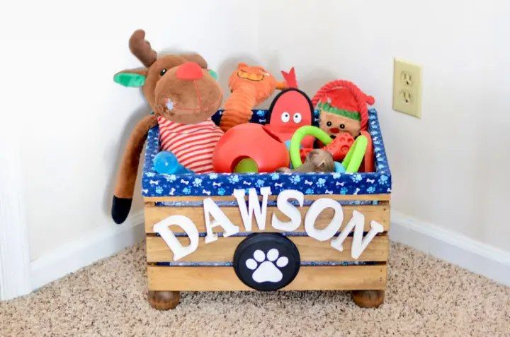 Wooden Crate Toy Box for Dogs