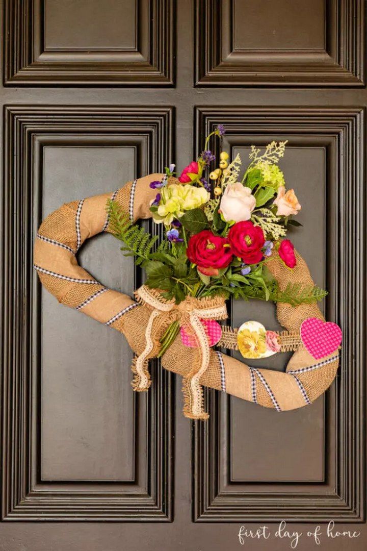 Wreath with Double Hearts for Front Door