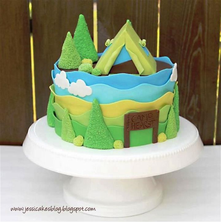 Camping Tent Baby Shower Cake and Tutorial
