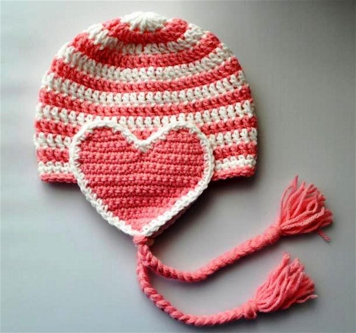 Crochet Valentine Heart Earflap Hat