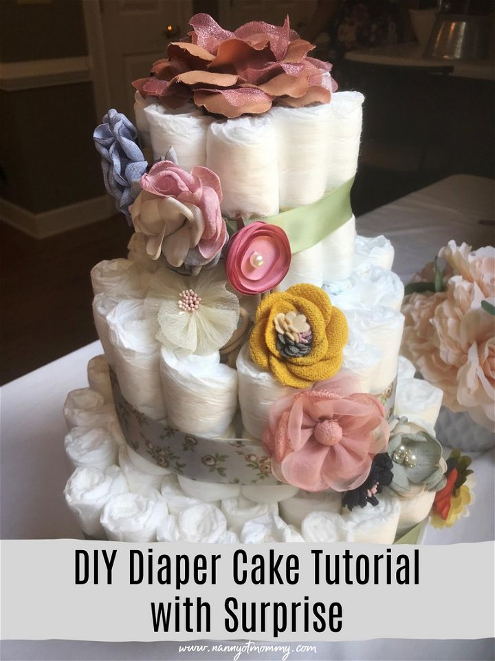 DIY Baby Shower Diaper Cake with Surprise
