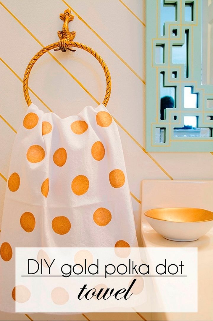 DIY Painted Gold Polka Dot Towel