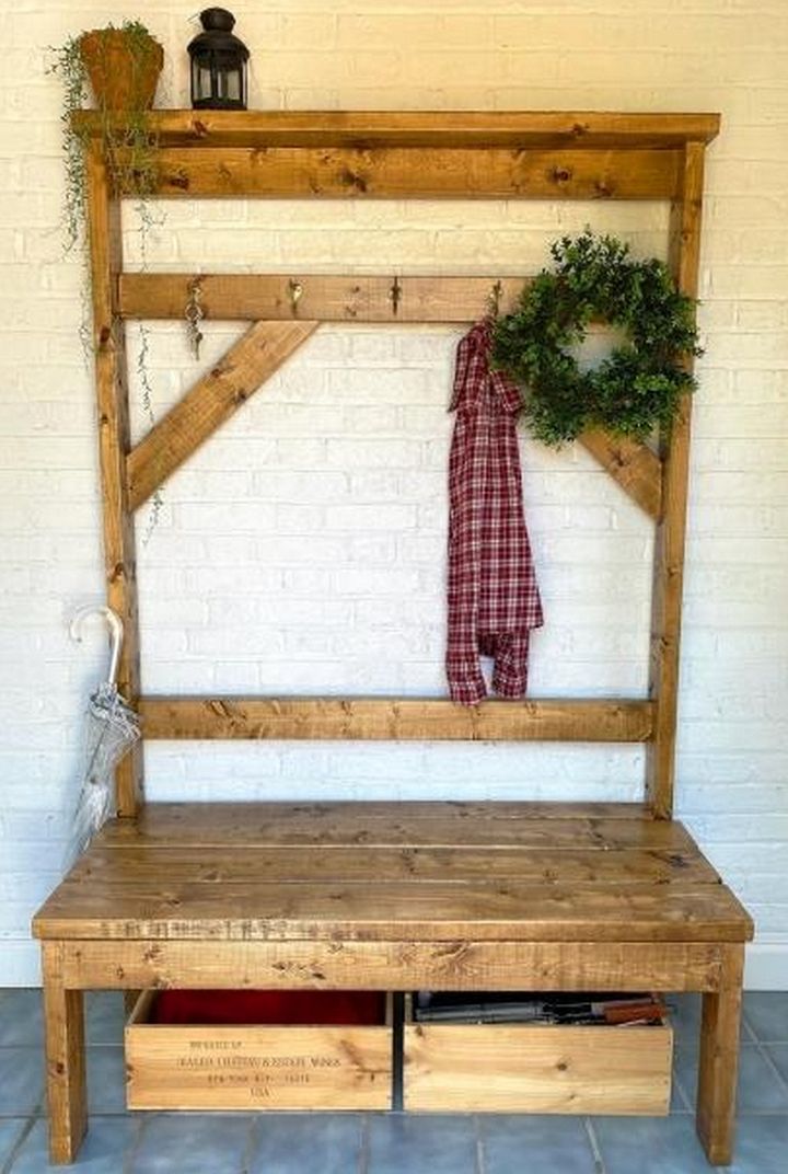 DIY Solid Wood Hall Tree